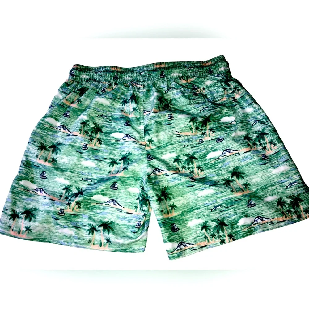 Organic Pattern Green Swim Trunks